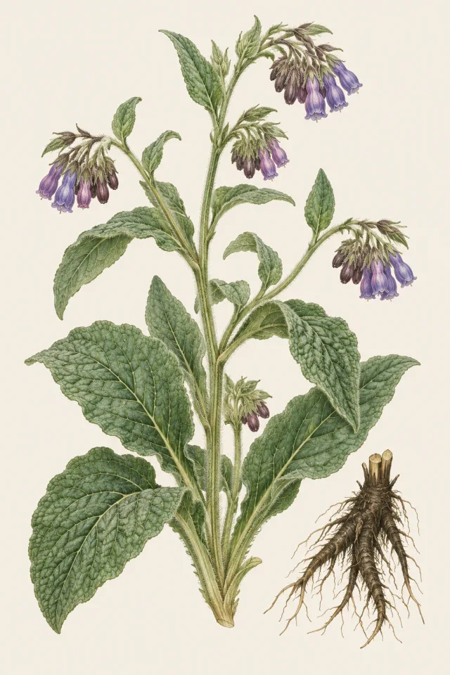 Ботаническа илюстрация на Symphytum officinale